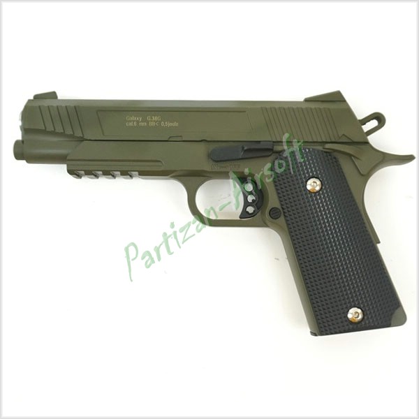 Страйкбольный пистолет Galaxy Colt 1911 Rail Spring. Full Metal (G38G)